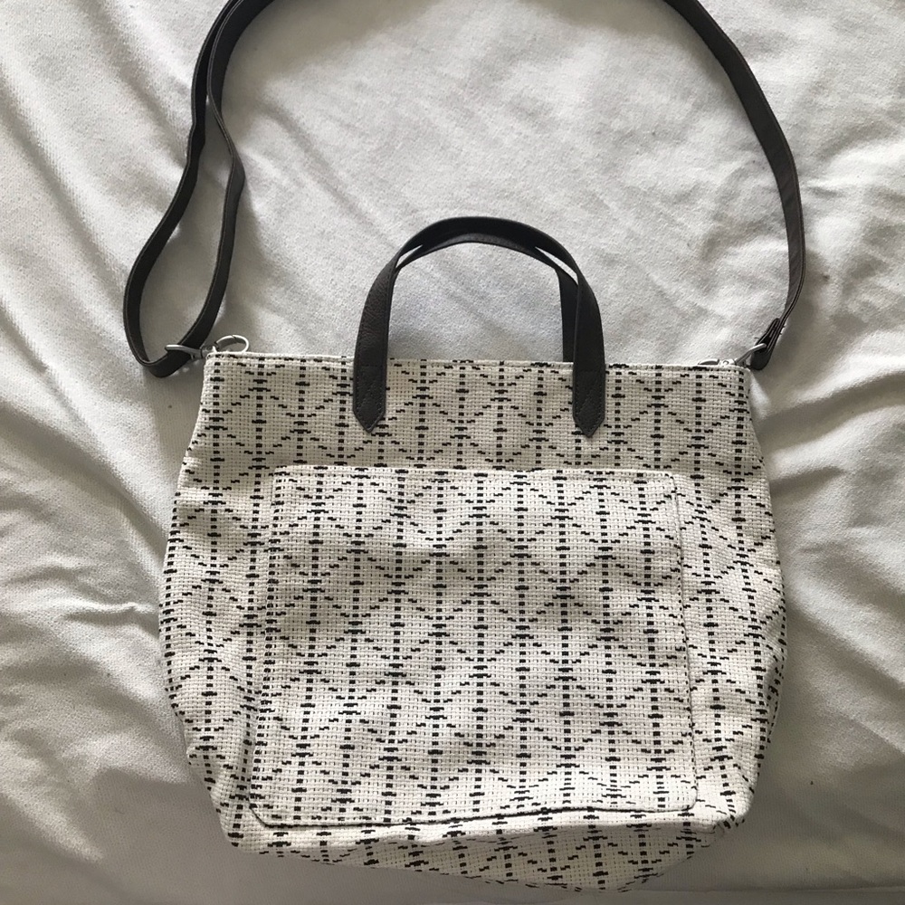 thirty-one Cream and Black Patterned Shoulder Tote